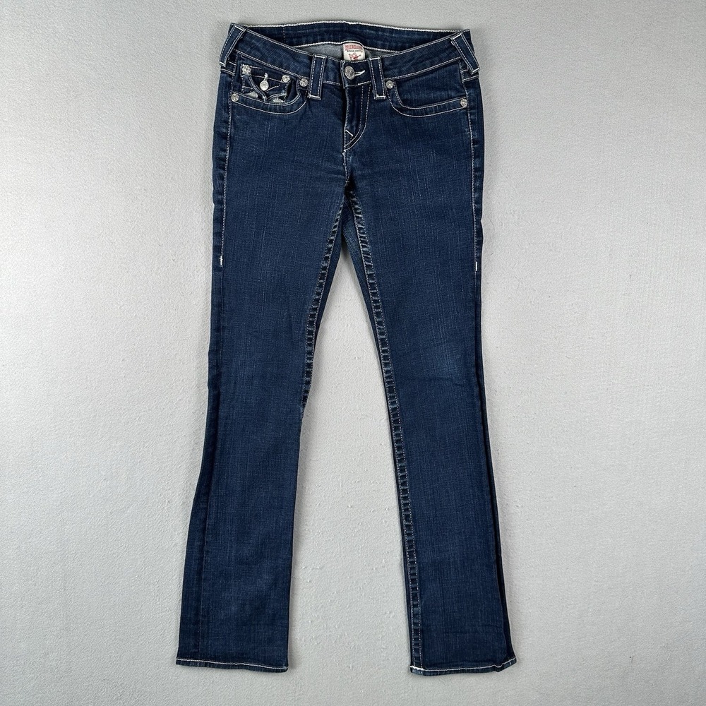 Y2K True Religion Billy Bootcut Jeans Women's 28 Low Rise Sequin Flap Pocket
